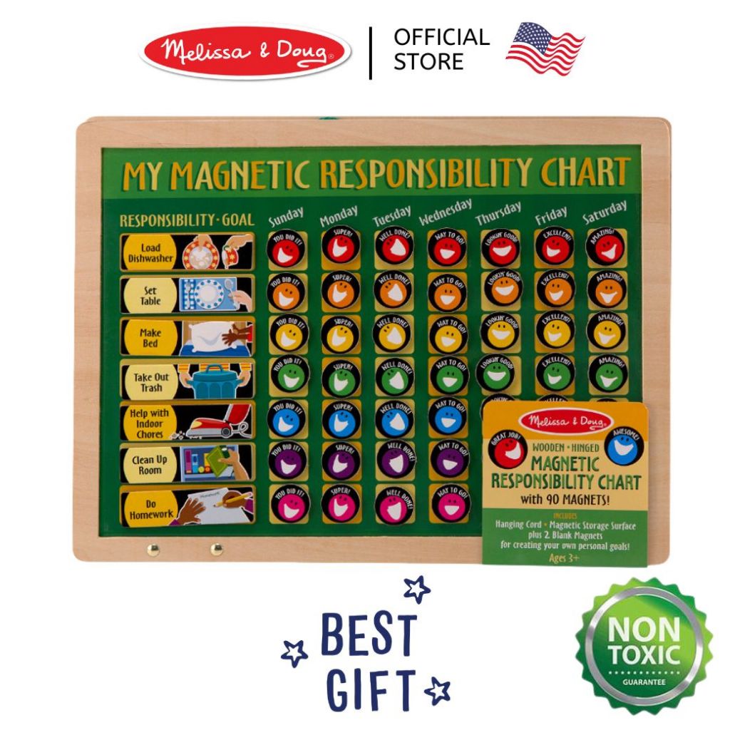 (ของแท้ USA) กระดานเด็กดี สะสมดาว ความรับผิดชอบ My Magnetic Responsibility Chart Melissa Doug 3789