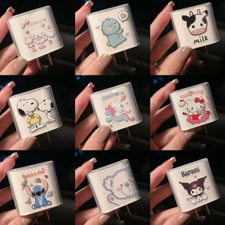 ชุดถนอมสายชาร์จ เคสหัวชาร์จ เคส TPUใส สกรีนลายการ์ตูน 2 ด้าน +ชุดพันสายของ และ 18W/20W