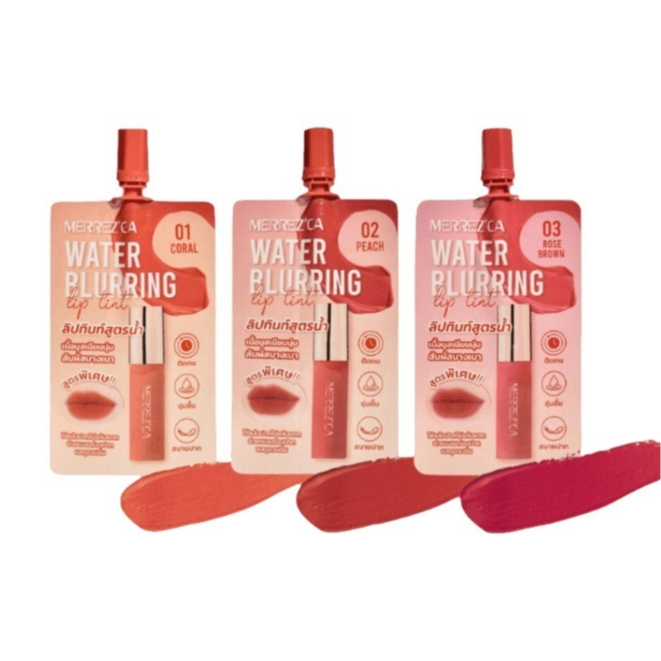 Merrez'ca Water Blurring Lip Tint 2ml.เมอร์เรซก้า วอเตอร์ เบลอลิ่ง ลิป ทินท์