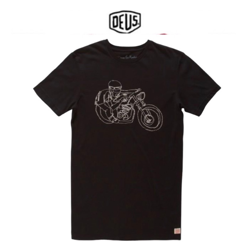 เสื้อยืดคอกลม  DEUS  สีดำงานแท้💯% 🧿BALI RIDER TEE ♦️ (DU040）