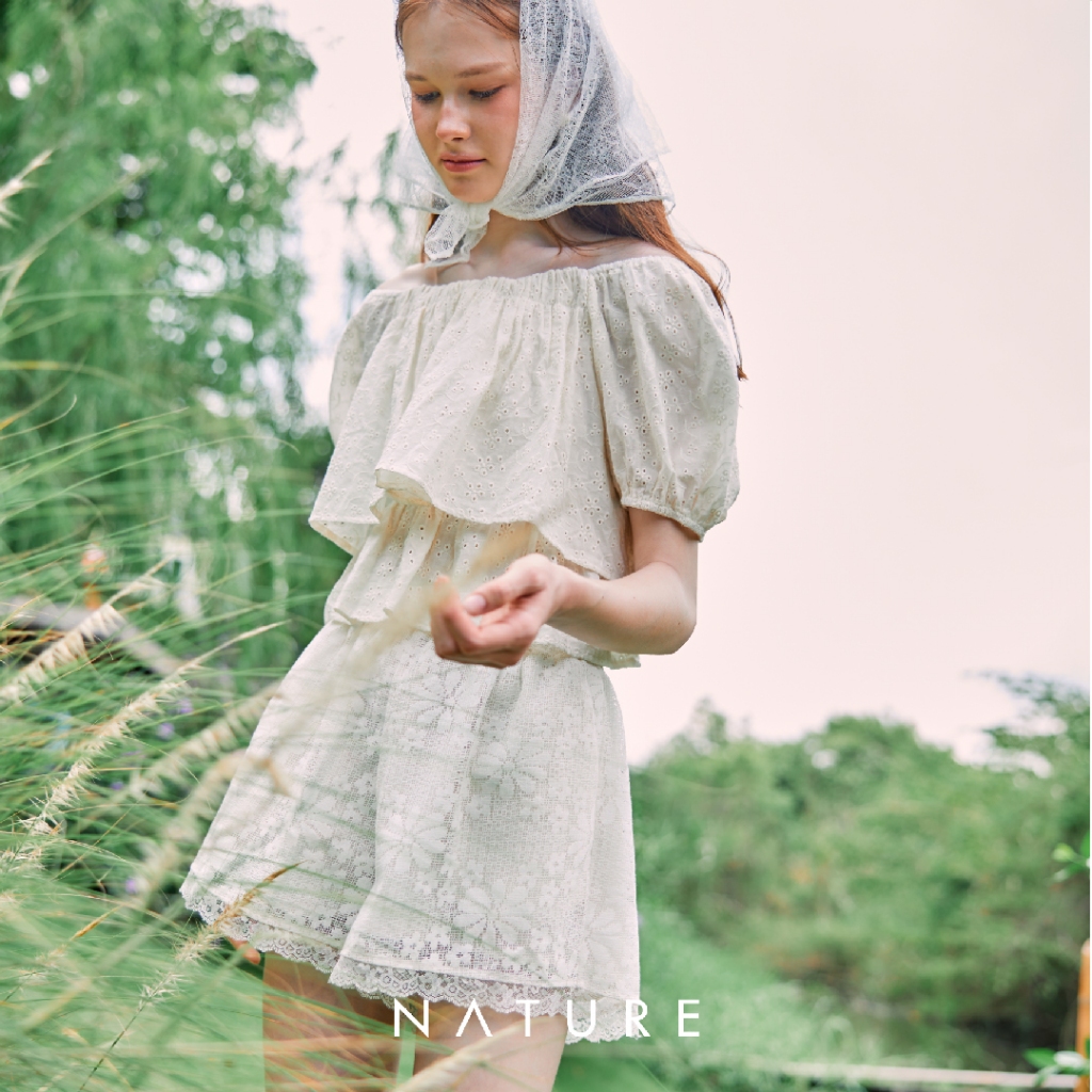 nature.bkk - TPN04064 เสื้อแขนสั้นผ้าลูกไม้เนเจอร์ nature lace short sleeve blouse