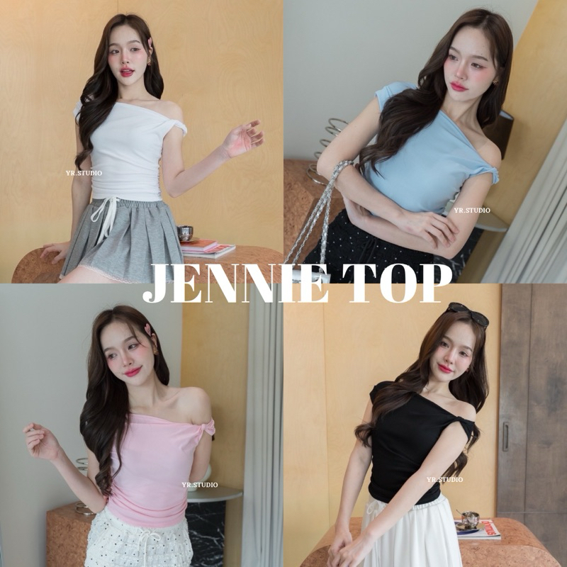 สีใหม่มาเพิ่ม สต้อคเข้าเเล้วJENNIE TOP เสื้อไหล่บิดข้าง เเขนเบิ้ลข้าง ทรงสไตล์เกาหลี
