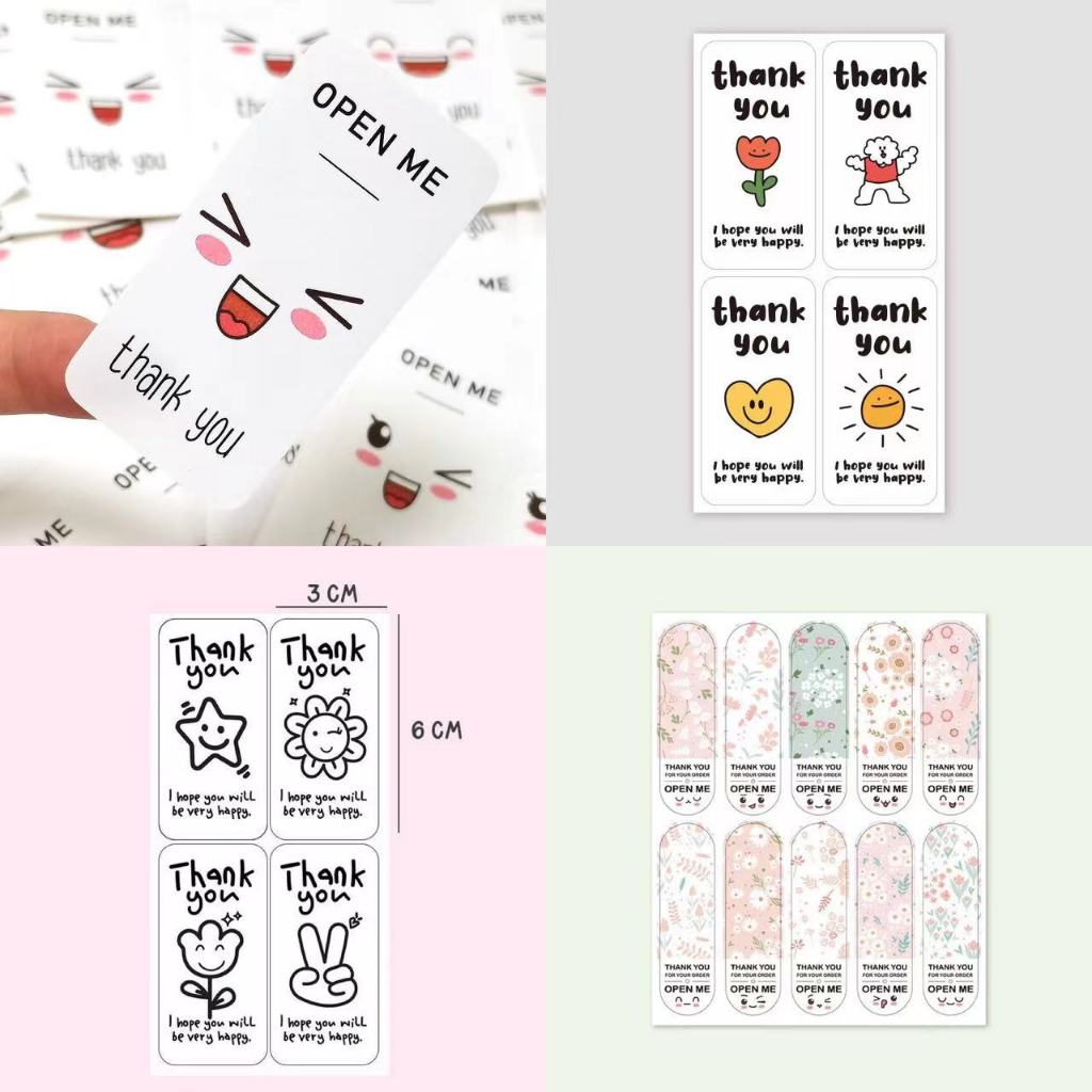 สติ๊กเกอร์ ขอบคุณ สติ๊กเกอร์ติดกล่อง แพ็ค100ดวง sticker thankyou