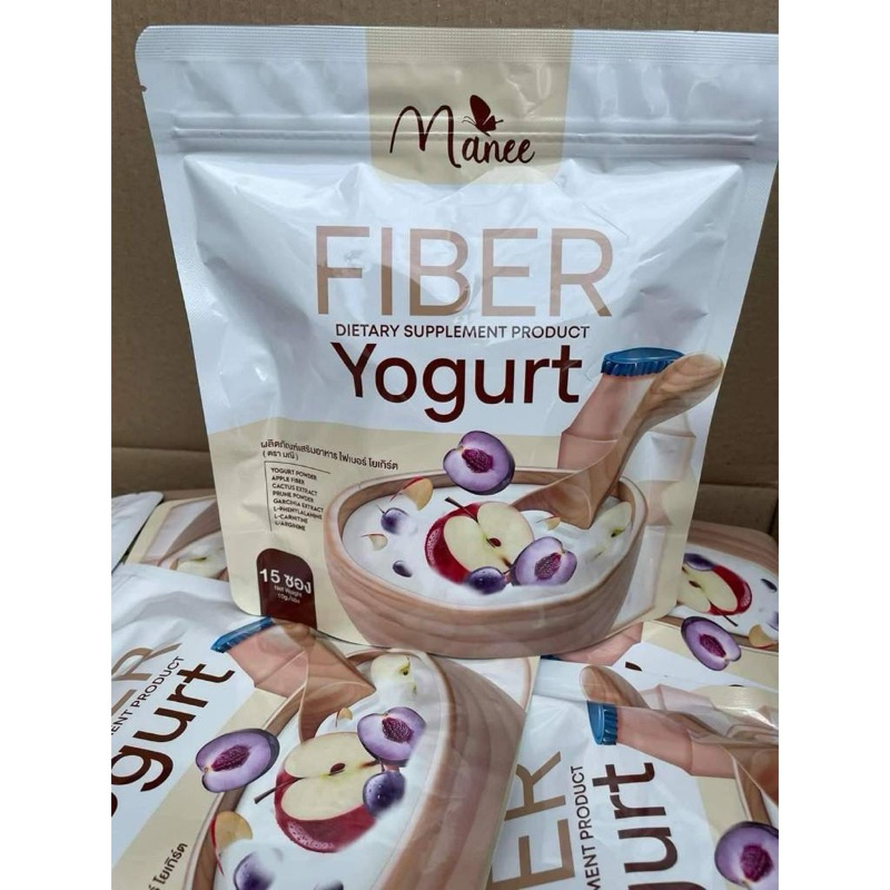 Fiber Yogurt ไฟเบอร์โยเกิร์ต แบรนด์ มณี Manee 1 ห่อมี 15 ซอง