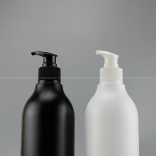 ขวดปั๊ม 500 ml. คอ28 สีขาว/ดำ (PE ทรงกลม)