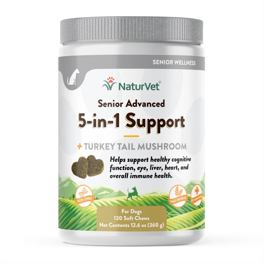 Naturvet Senior 5 in 1 บำรุงสุนัขแก่ สายตา หัวใจ ตับ สมอง เสริมภูมิ  ระบบความจำ ระบบประสาท (รุ่น Top)