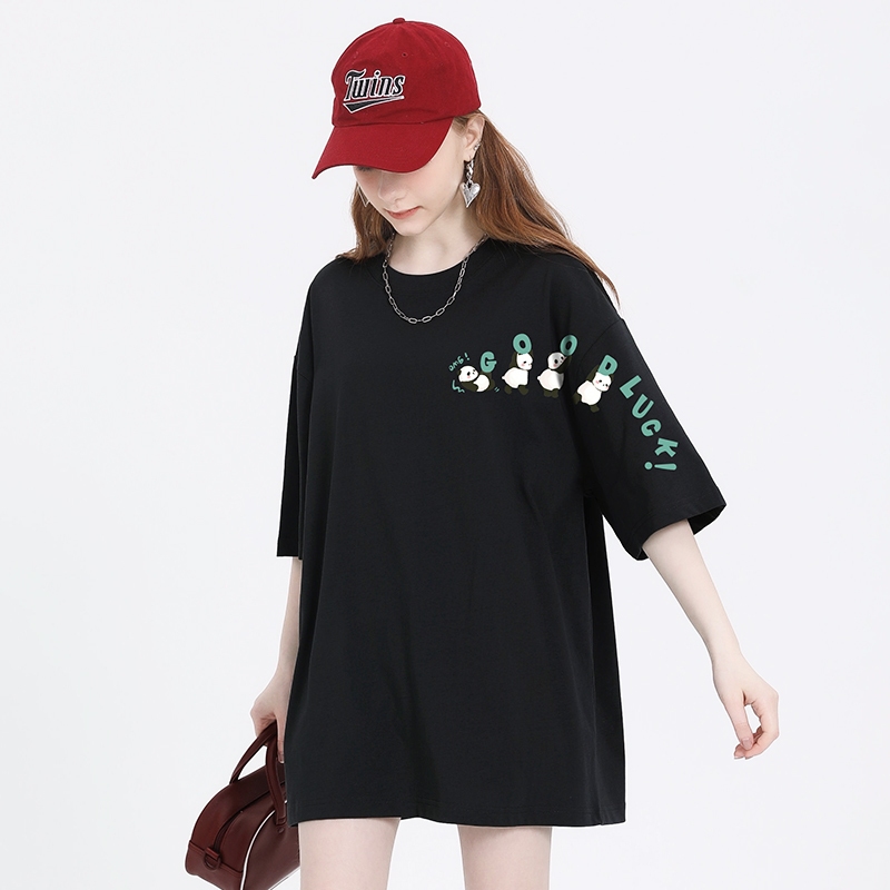 เสื้อยืดเด็กผู้หญิงไซส์ใหญ่พิเศษ แพนด้า GOOD LUCK ผ้าฝ้ายแท้ Oversized ตัดเย็บดี จัดส่งจากไทย