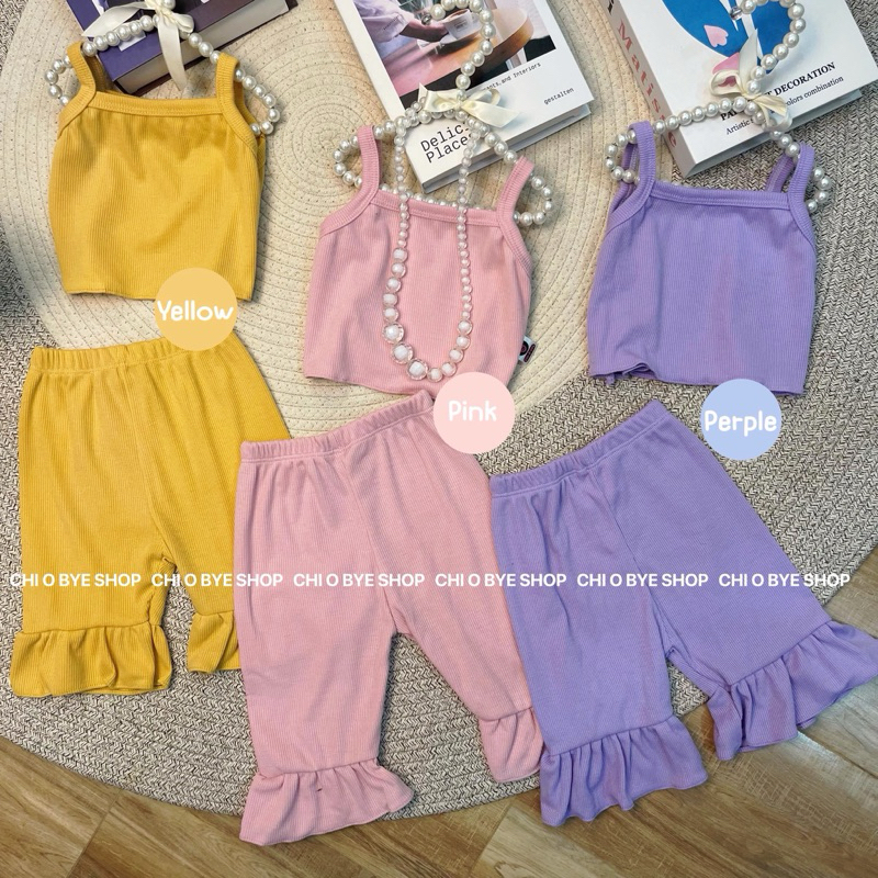 ❣️เซตสายเดี่ยว+กางเกงขาม้าระบาย❣️แบรนด์แท้