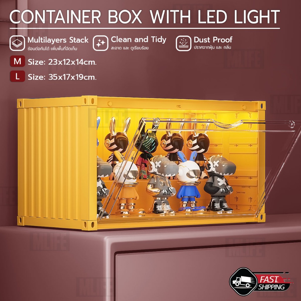 MLIFE - กล่องโชว์โมเดล กล่องเก็บโมเดล กล่องอะคริลิคใส มีไฟ รถ  - Acrylic Display Popmart