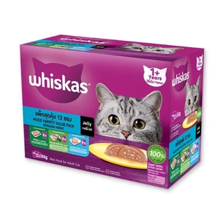 WHISKAS มัลติแพครวมรส วิสกัส อาหารแมวชนิดเปียก 80 ก.x12ซอง