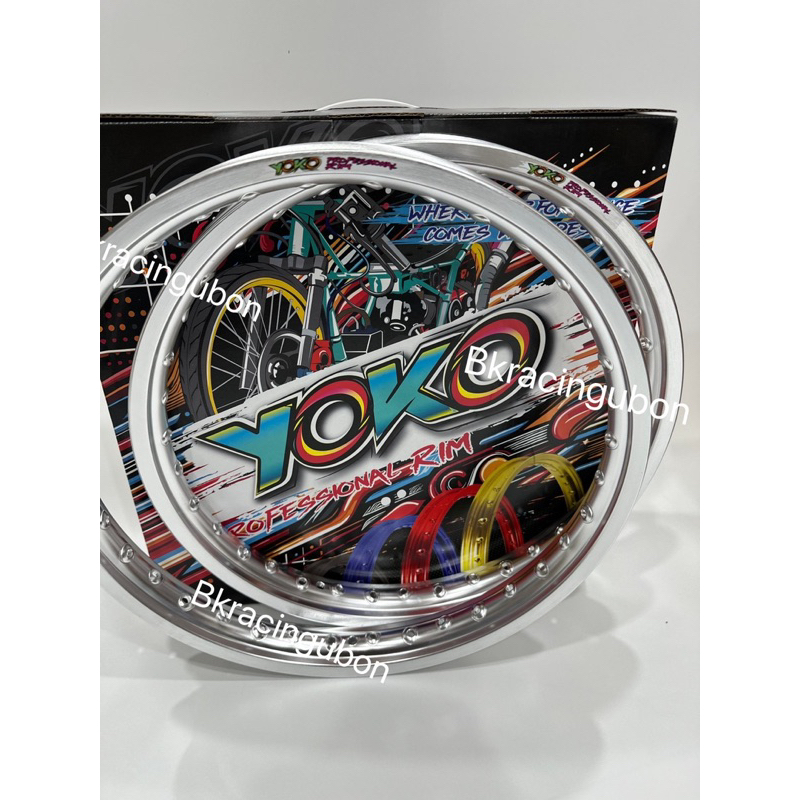 ล้อโยโกสีเงินแท้100%ขอบเรียบราคาต่อ1คู่(2วง)Yoko professional rimสีเงินขอบ17