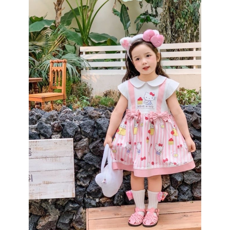 PN ชุดลูกสาว พร้อมส่ง ชุดเดรส เอี๊ยมลายKitty ||งานสดใสน่ารัก อายุ 2-14 ขวบ||