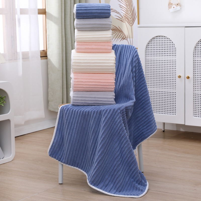 YJR-01 【ขนาด140x70ซม.】ผ้าเช็ดตัว ผ้าขนหนูอาบน้ำ ขนนุ่ม ซับน้ำดี  ผืนใหญ่ห่อตัวได้ นุ่มไม่บาดผิว สำหรับผู้ใหญ่ ลายคลื่น - รูปที่ 2