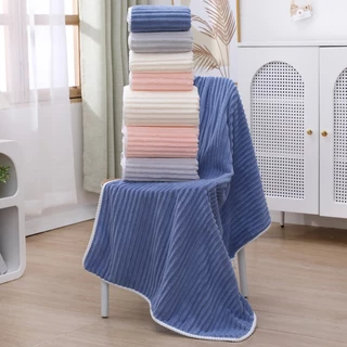 YJR-01 【ขนาด140x70ซม.】ผ้าเช็ดตัว ผ้าขนหนูอาบน้ำ ขนนุ่ม ซับน้ำดี ผืนใหญ่ห่อตัวได้ นุ่มไม่บาดผิว สำหรับผู้ใหญ่ ลายคลื่น