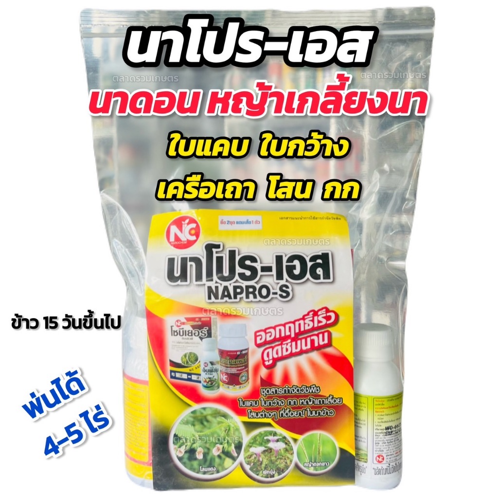 นาโปรเอส ยาฆ่าหญ้า ยาฆ่าหญ้าในนาข้าว ยาเก็บหญ้าในนาข้าว ข้าว 20-60 วัน พ่นได้ 4-5ไร่ กำจัดหญ้า ใบกว้