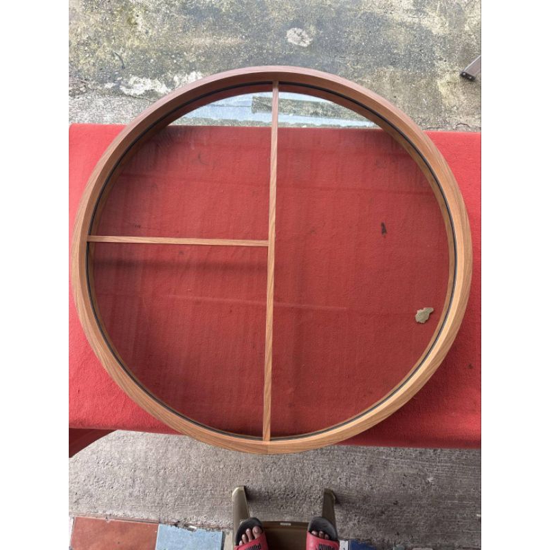 หน้าต่างช่องแสงอลูมิเนียมดัดโค้งวงกลม#ลายไม้สักทองแบบซอยตัวที&กากบาท#เส้นผ่าศูนย์กลางขนาด70-150 ซม. พร้อมติดตั้ง - รูปที่ 3