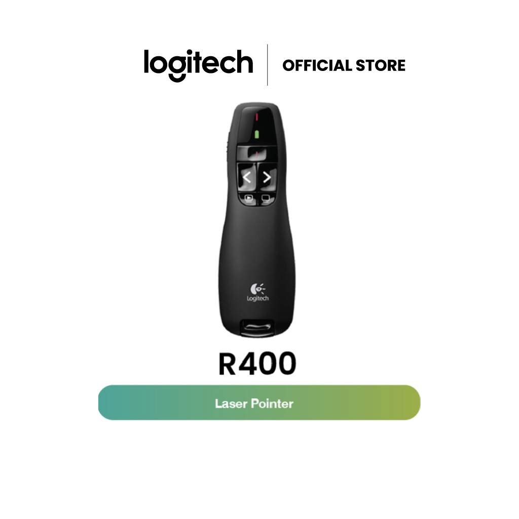 Logitech Wireless Presenter R400 with Laser Pointer - USB (รีโมทเลเซอร์พอยเตอร์ ระยะไกลถึง 15 เมตร)