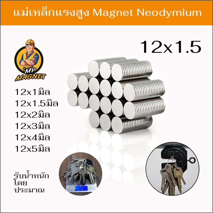 1ชิ้น แม่เหล็กนีโอไดเมียมN35 แม่เหล็กแรงสูงรูปกลมแบน แรงดูดสูง ชุบนิเกิล เครื่องมือช่าง พร้อมส่ง