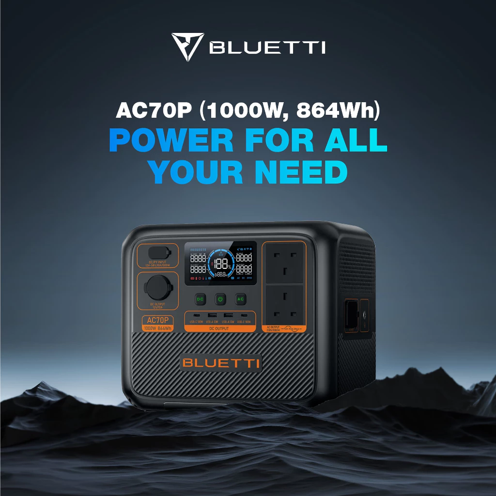 BLUETTI  AC70P สี Grey แบตเตอรี่พลังงานสำรองแบบพกพา 1000W/864Wh thumbnail 5
