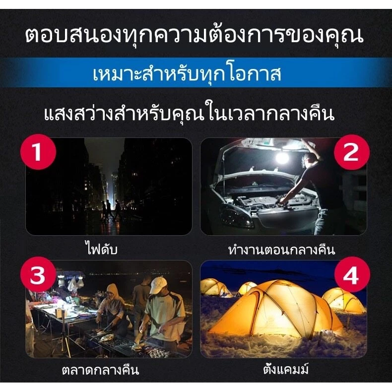 หลอดไฟแบบพกพา ไฟฉุกเฉิน LED Bulbซุปเปอร์สว่าง 1000W 2000W 3000W ไร้สาย ชาร์จไฟผ่านUSB ของแท้ IPX7 thumbnail 6