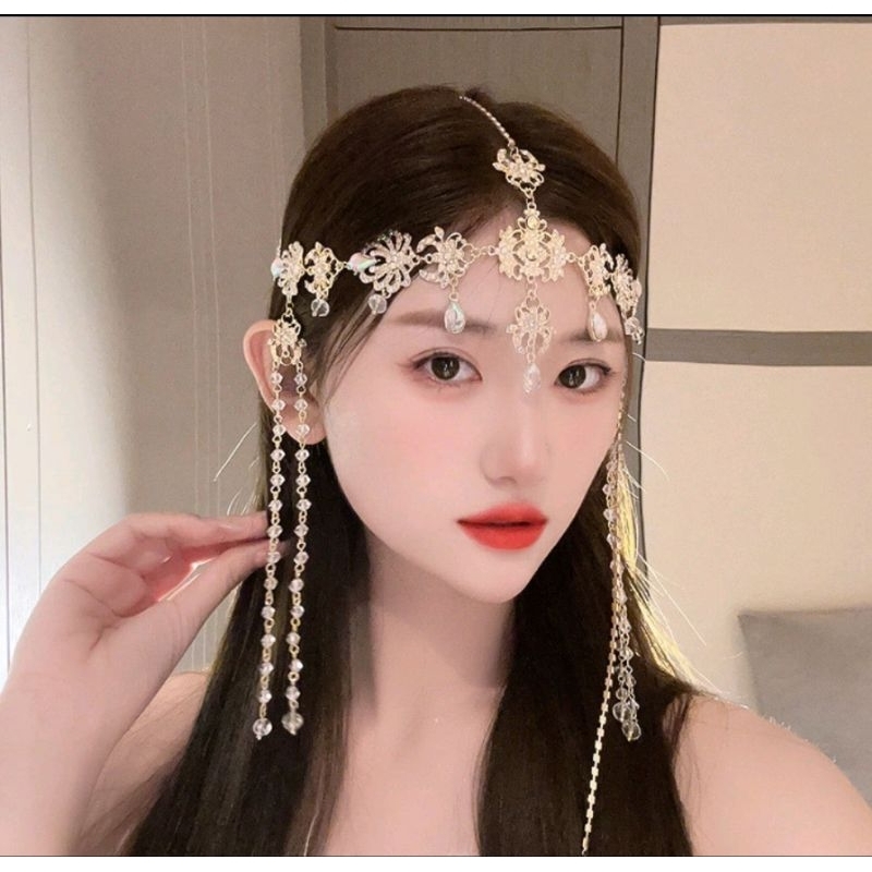 F5/5 HB-32ทอง พร้อมส่งในไทย สร้อยแต่งผมเจ้าสาว เจ้าหญิง สวยอลังการมากๆงานดี  สินค้าสต็อคในไทยพร้อมส่ง - รูปที่ 2