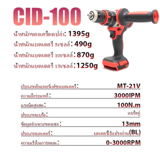 CANLIDI 13mm สว่านไร้สาย มอเตอร์ไร้แปรงถ่าน สว่านกระแทกไร้สาย 3 ระบบ​ 2 เกีย​​ ​พร้อมชุดเครื่องมือ​ คอลเล็ตล็อคตัวเอง