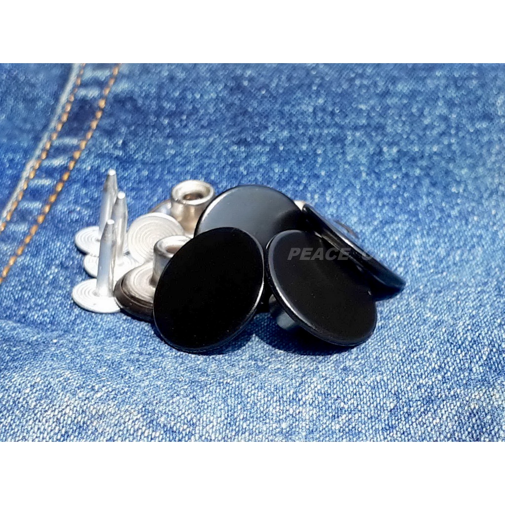 กระดุมยีนส์ กระดุมตอกยีนส์ กระดุมตอกกางเกง ก้นโลหะสีดำผิวเรียบ - รูปที่ 6