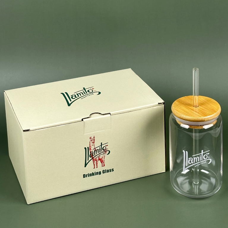 Llamito แก้วใส่เครื่องดื่ม พร้อมฝาปิดและหลอด (Llamito Drinking Glass Set) ขนาด 12 ออนซ์