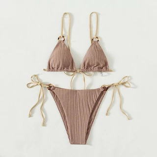 ไลฟ์สดลด50% บิกินี่สาย ชุดว่ายน้ำแฟชั่น sexy bikini set ชายหาด ผูกเอว summer#0143