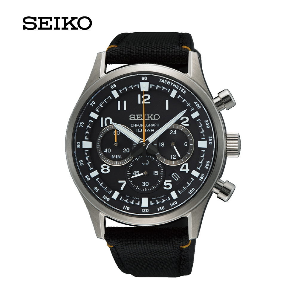 SEIKO Quartz Chronograph นาฬิกาข้อมือ (ไซโก) รุ่น SSB449P ขนาด 43 mm สีดำ