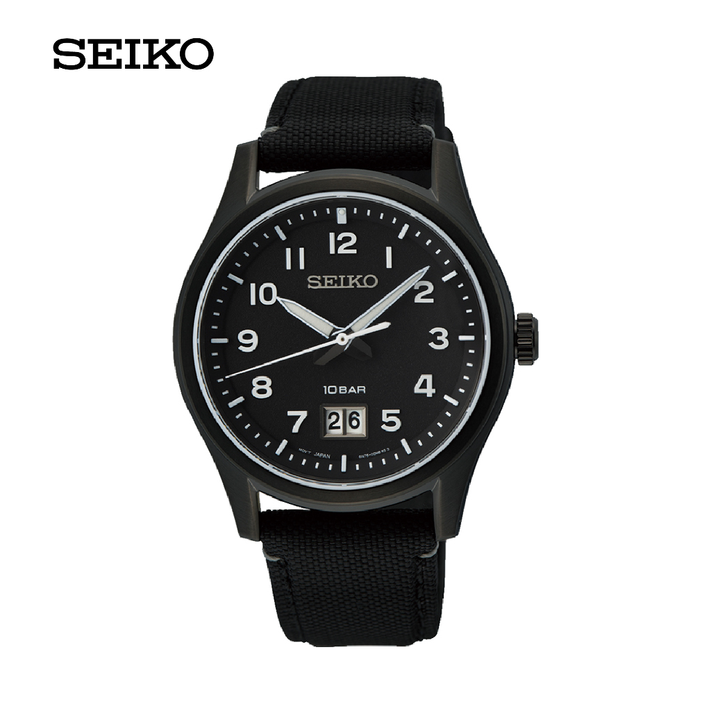 SEIKO Quartz นาฬิกาข้อมือ (ไซโก) รุ่น SUR571P ขนาด 39.5 mm สีดำ