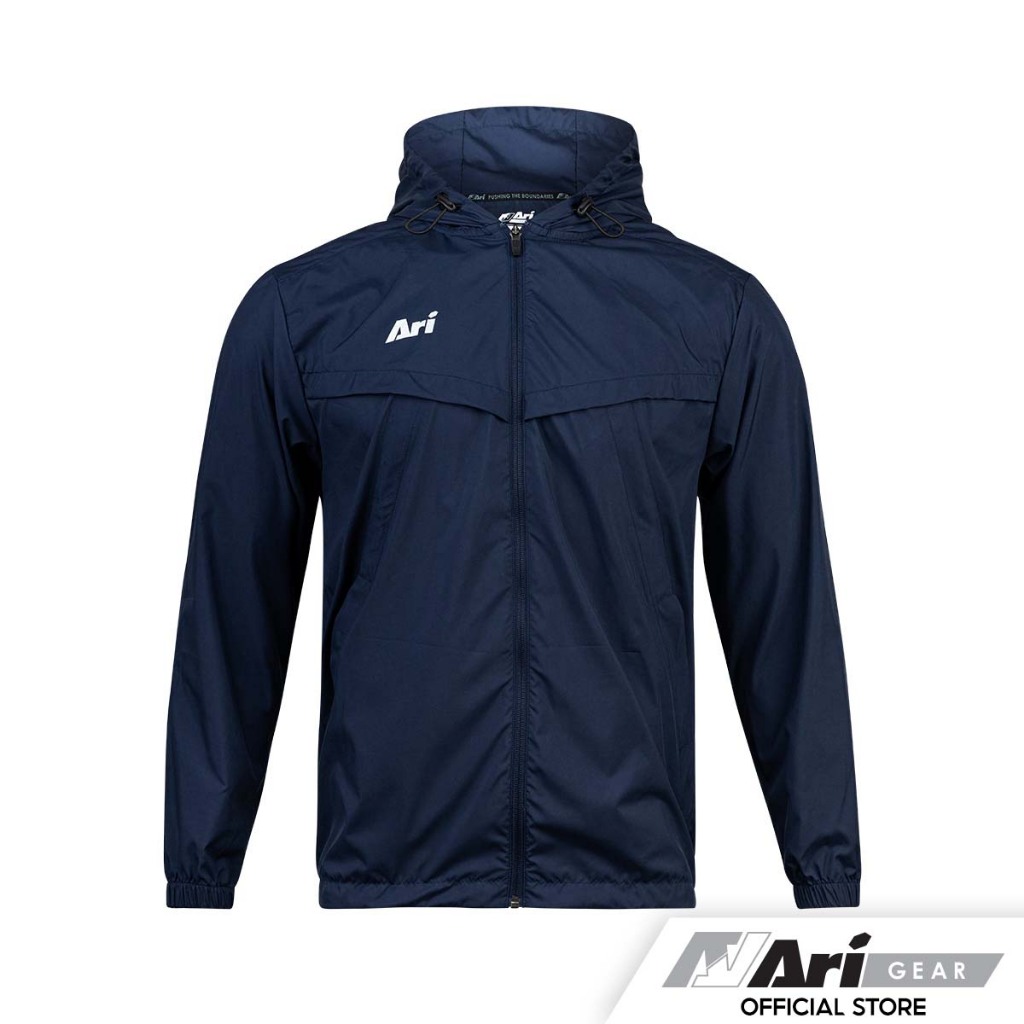 ARI ESSENTIAL WINDBREAKER JACKET - NAVY/SILVER/WHITE เสื้อกันลม อาริ สีกรมท่า