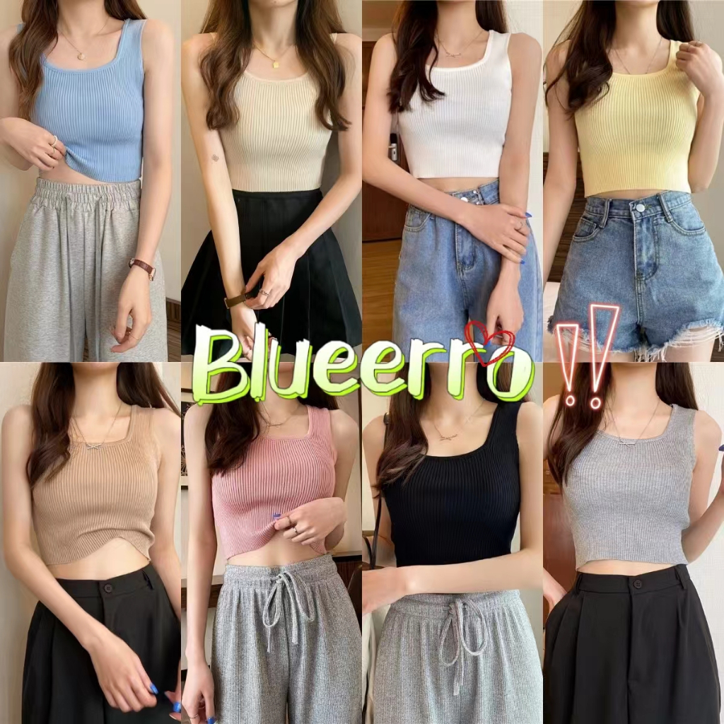 7สี เสื้อเเขนกุด เสื้อกล้ามครอป คอสี่เหลียม โทนสีสวย สาวอวบใส่ได้#22234