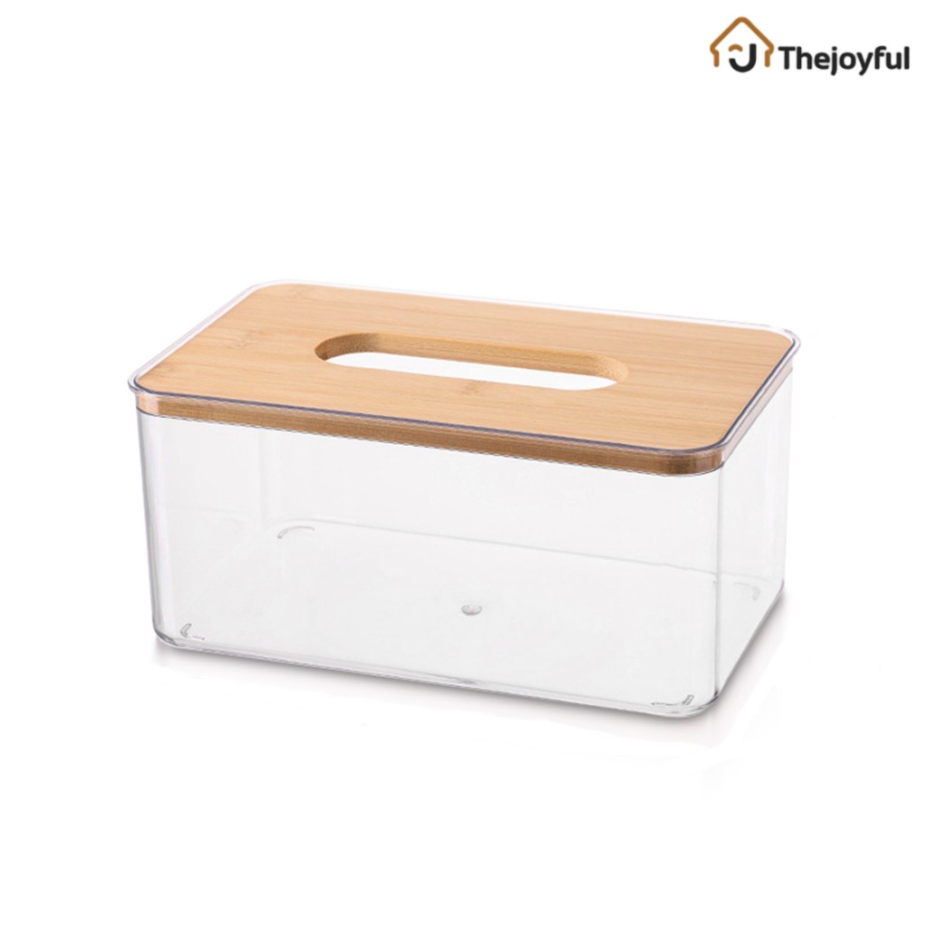 Thejoyful กล่องทิชชู่ไม้ กล่องใส่ทิชชู่ ฝาไม้ปรับระดับได้ ดีไซน์มินิมอล ใช้งานสะดวก