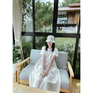 เดรสผ้าฝ้าย เดรสคลุมท้องได้ ใส่สบายพรางหุ่น ฟรีไซส์