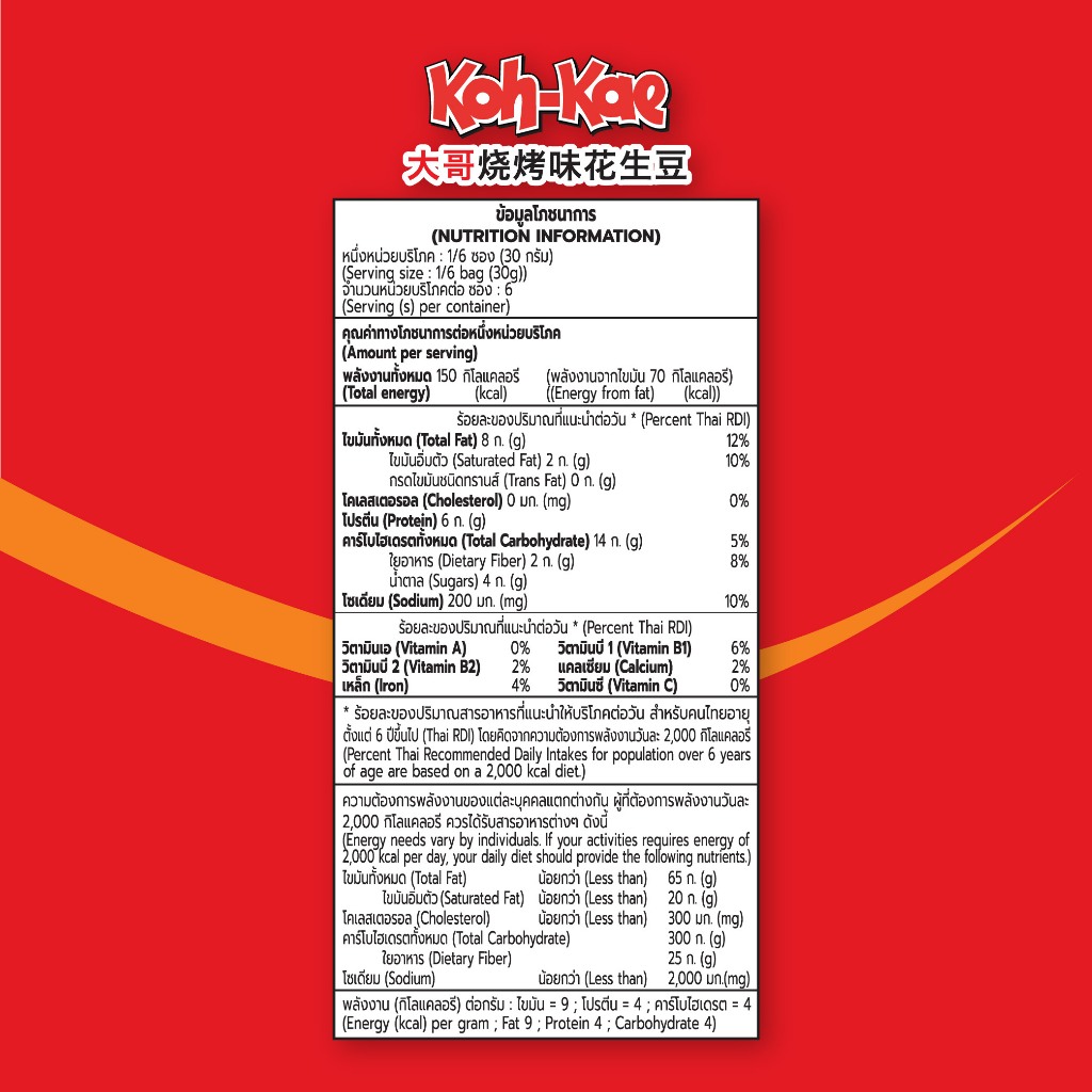 โก๋แก่ถั่วลิสงเคลือบรสชาติบาร์บีคิว ซองตั้ง 180g (3 ซองตั้ง) - รูปที่ 4
