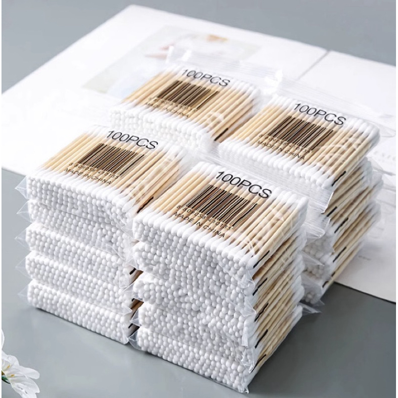 🔥พร้อมส่ง🔥 สำลีก้าน คัตเตอร์บัต คัตตอนบัด ตอตตอนบัด 100 ก้าน Cotton buds สำลีปั่นหูด้ามไม้
