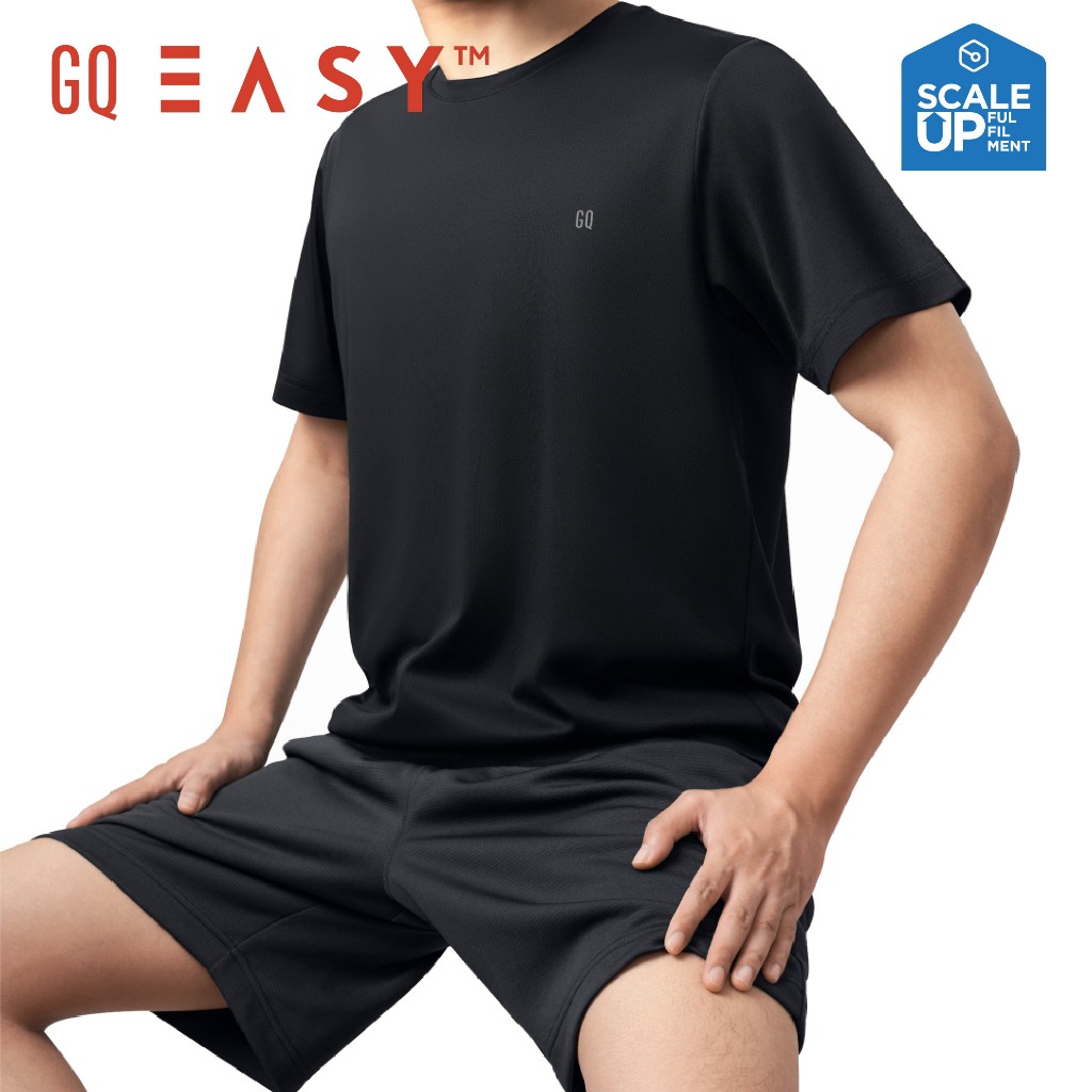 GQ Easy Sport เสื้อกีฬาคอกลม แขนสั้น เสื้อยืดคอกลม สีดำ ของแท้ 💯%
