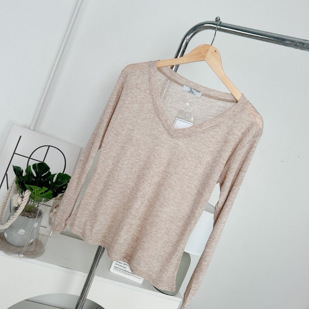 015-016 Deezyy เสื้อยืด คอวี แขนยาว ผ้าบาง ผ้าSnow