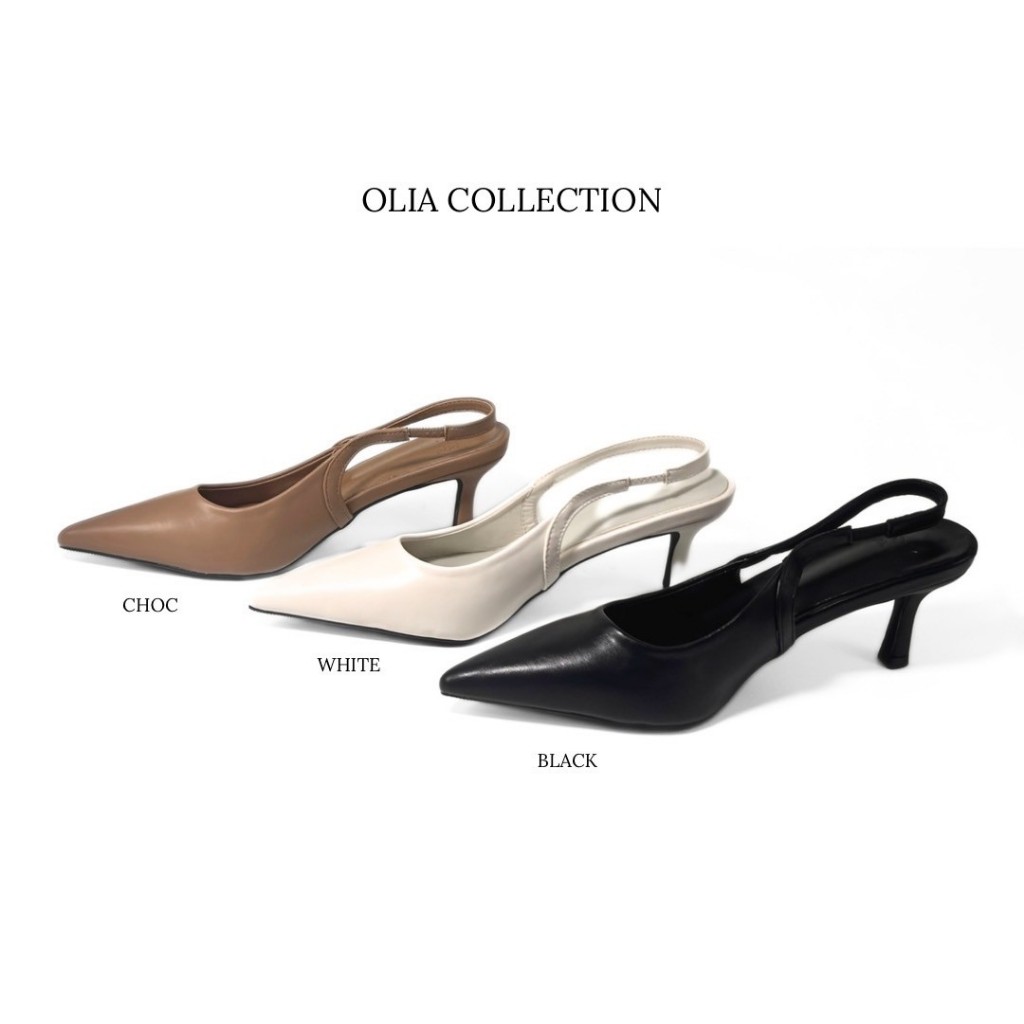 Olia รองเท้าส้นสูง รองเท้าผู้หญิง รัดส้นแบบเรียบ สูง 2.5 นิ้ว แบรนด์ลุคแอทวี