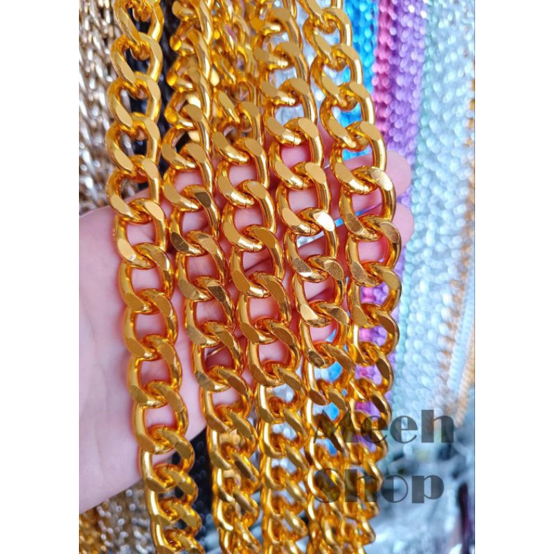 💥Sale!!💥 (เมตรละ66.-)โซ่อลูมิเนียม 15 มม. ลายตัดเหลี่ยมใหญ่ สีทอง ราคาต่อเมตร โซ่ diy