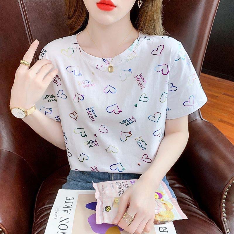 เสื้อแฟชั่นผู้หญิง เสื้อแขนสั้น พิมพ์ลายนูน มีให้เลือกหลายแบบ *พร้อมส่งจากไทย* - 5