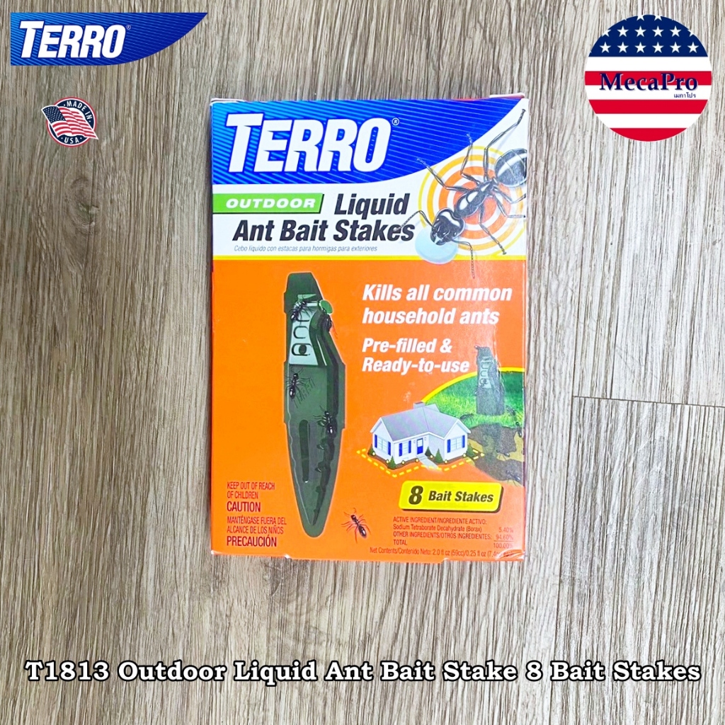 TERRO® T1813 Outdoor Liquid Ant Bait Stake 8 Bait Stakes ผลิตภัณฑ์กำจัดมด เหยื่อมด