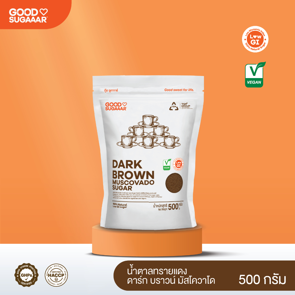 น้ำตาลทรายแดง ดาร์ค บราวน์ มัสโควาโด  Dark Brown Muscovado Sugar 500 กรัม