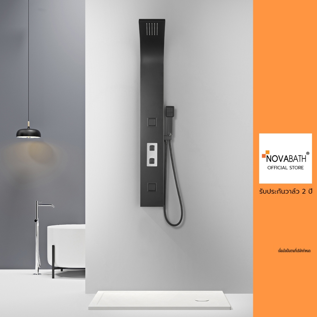 NOVABATH SHOWER PANEL สีดำ รุ่น NVB-SPS-001B ชุดฝักบัวอาบน้ำ