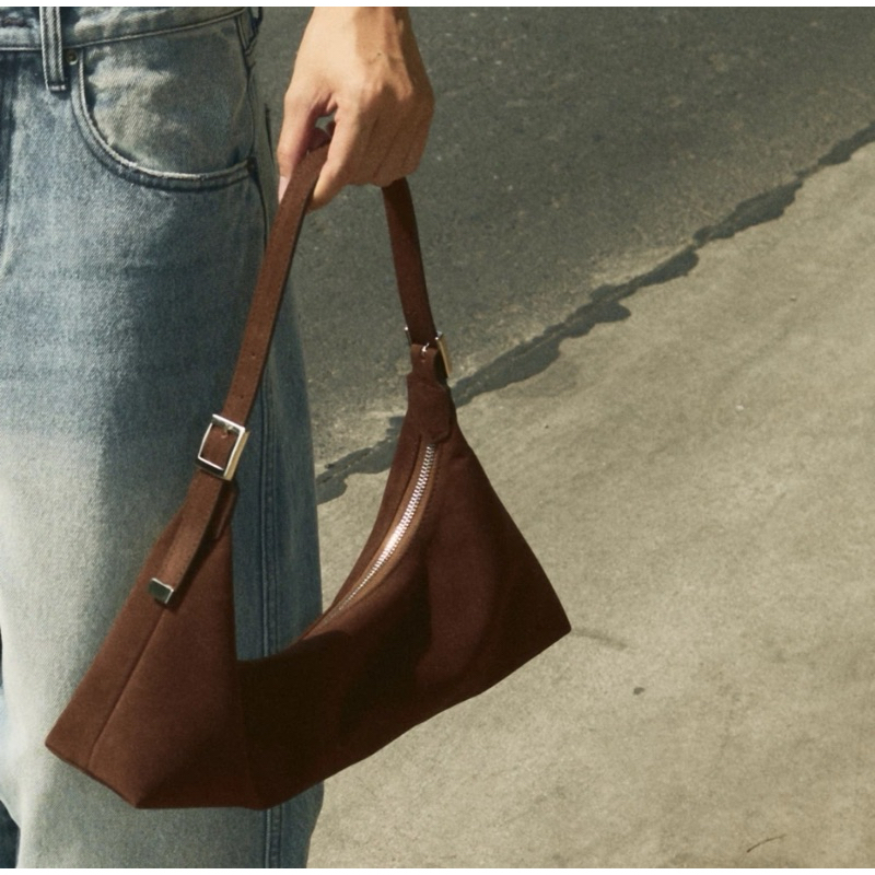 [พร้อมส่ง!✅] knack.bag - Jennie  bag (สายเล็ก) - Dark brown (หนังกลับ)