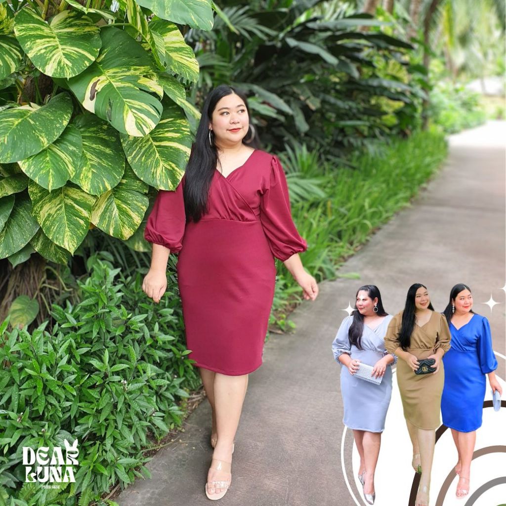 Praewday | ชุดออกงาน ชุดราตรีสาวอ้วน ชุดเพื่อนเจ้าสาวสาวอวบอ้วนไซส์ใหญ่ plussize | G08 DAISY DRESS