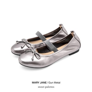 Sweet Palettes รองเท้าหนังแกะ Mary Jane Gun Metal