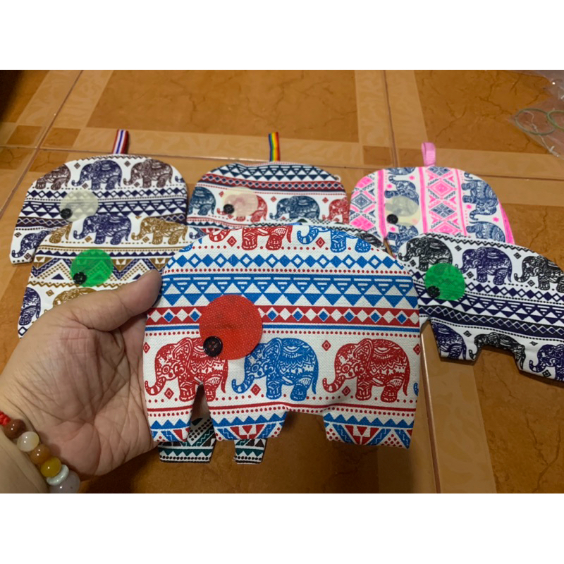 🇹🇭กระเป๋าใส่เงิน 🦣ทรงช้างมีซิป (คละผ้าลายช้าง) งานแต่ง งานศพ ของฝาก ของแจก ของที่ระลึก ของชําร่วยไทยๆ