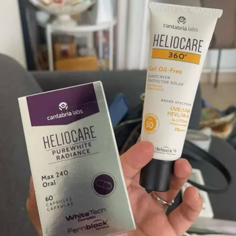 กันแดดแพ็คคู่ กิน+ทา Heliocare 360 Gel Oil Free + PureWhite Radiance Max /geloil free + pure white/ 